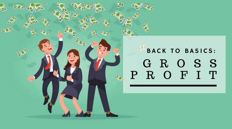 graphic of gross profit, happy business people celebrate their victory, vector illustration